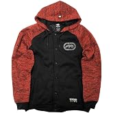 Ecko Mens Black &amp; Red Hoodie Snap Front Jacket