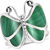 AeraVida Captivating Butterfly Motif Green Malachite Statement .925 Sterling Silver Ring (10)