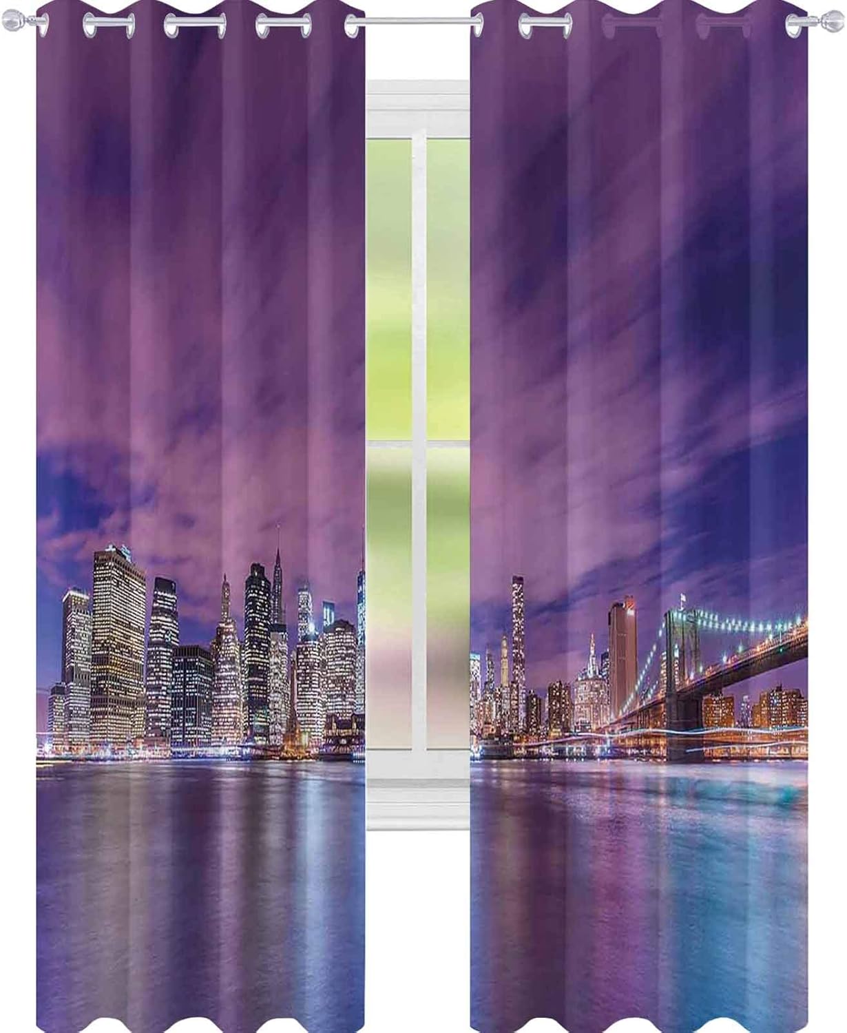 YUAZHOQI Window Curtain Drape Modern New York City Skyline