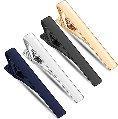 Selizo 4pcs Tie Clip Set For Men Tie Bar Clips Gold Black Silver