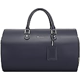 Modoker Women Convertible Leather Garment Bag with Shoulder Strap, PU Leather Garment Duffel Bag Carry on 2 in 1 Hanging Suitcase Suit Travel Bags, Blue