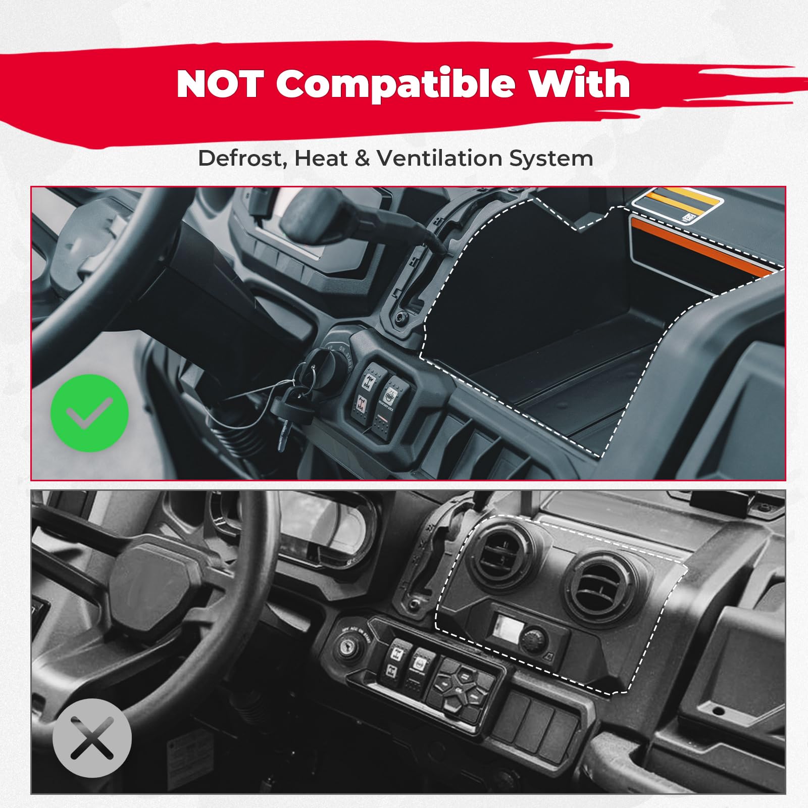 KEMIMOTO Electronic Device Holder with Storage Integrated, Phone Holder Tablet Mount Dashboard Storage Box, NOT Fit Defrost Heat Ventilation System, Compatible with Can-Am Defender 2016-2022