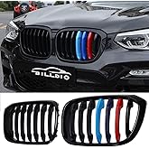 BILLDIO G01 G02 Color Grille，Front Kidney Single Slat Grill For G01 G02 X3 X4 2018-2021，ABS Gloss Black
