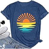 Sunrise Sunset Sunshine T Shirt for Women Outdoor Workout Hawaii Beach Sea Nature Adventure Tee Top