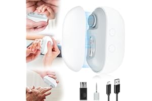 LOQOMI Electric Nail Clipper with LED Light & 2 Speeds, 3 in 1 Design, Electric Nail Trimmer with Nail Clip Storage, USB Rechargeable Automatic Nail Clipper for Babies, Seniors and Adults (Frosted White)