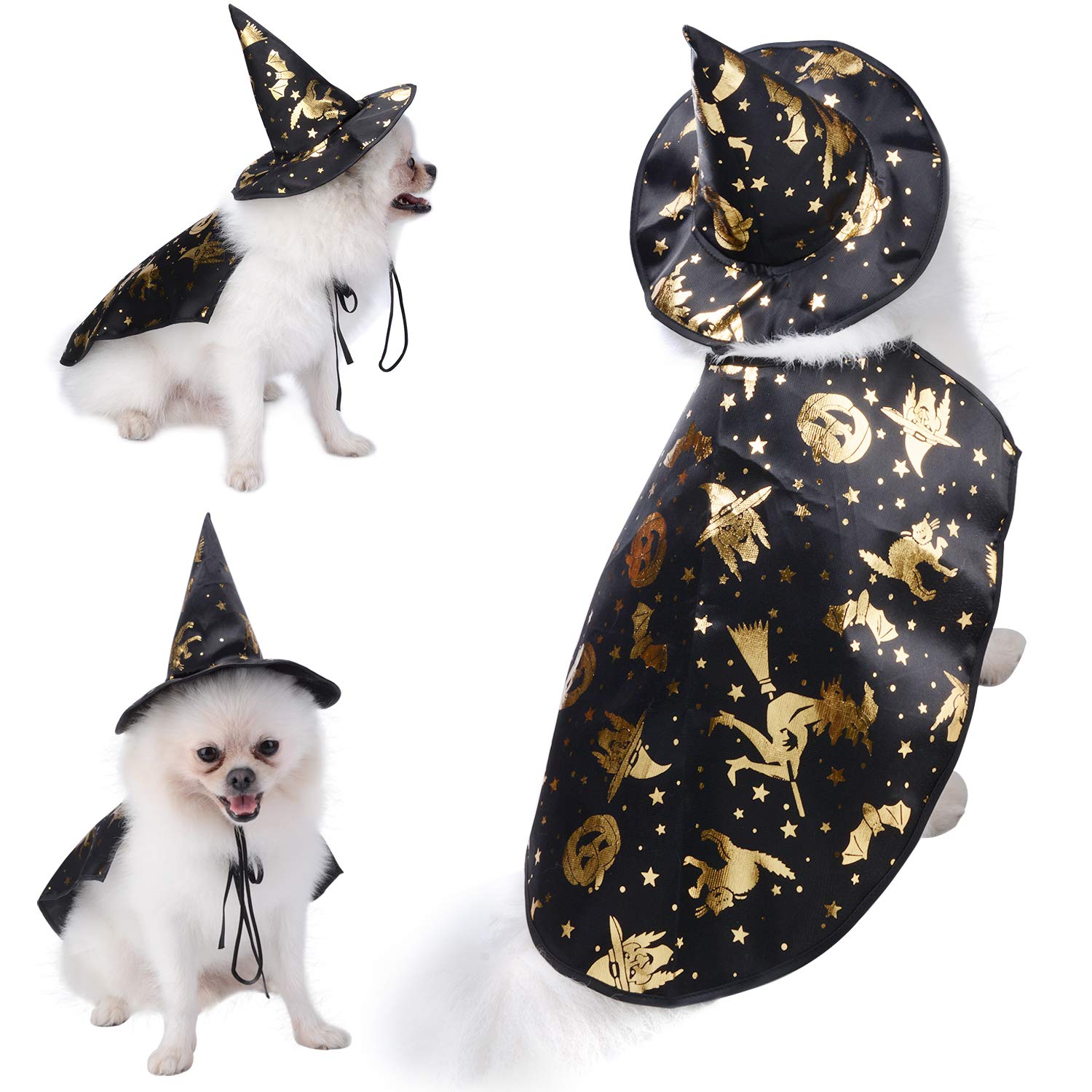 Legendog Dog Costume, Halloween Costumes for Small Dogs, Creative Dog Cape with Witch Hat, Halloween Pet Costume