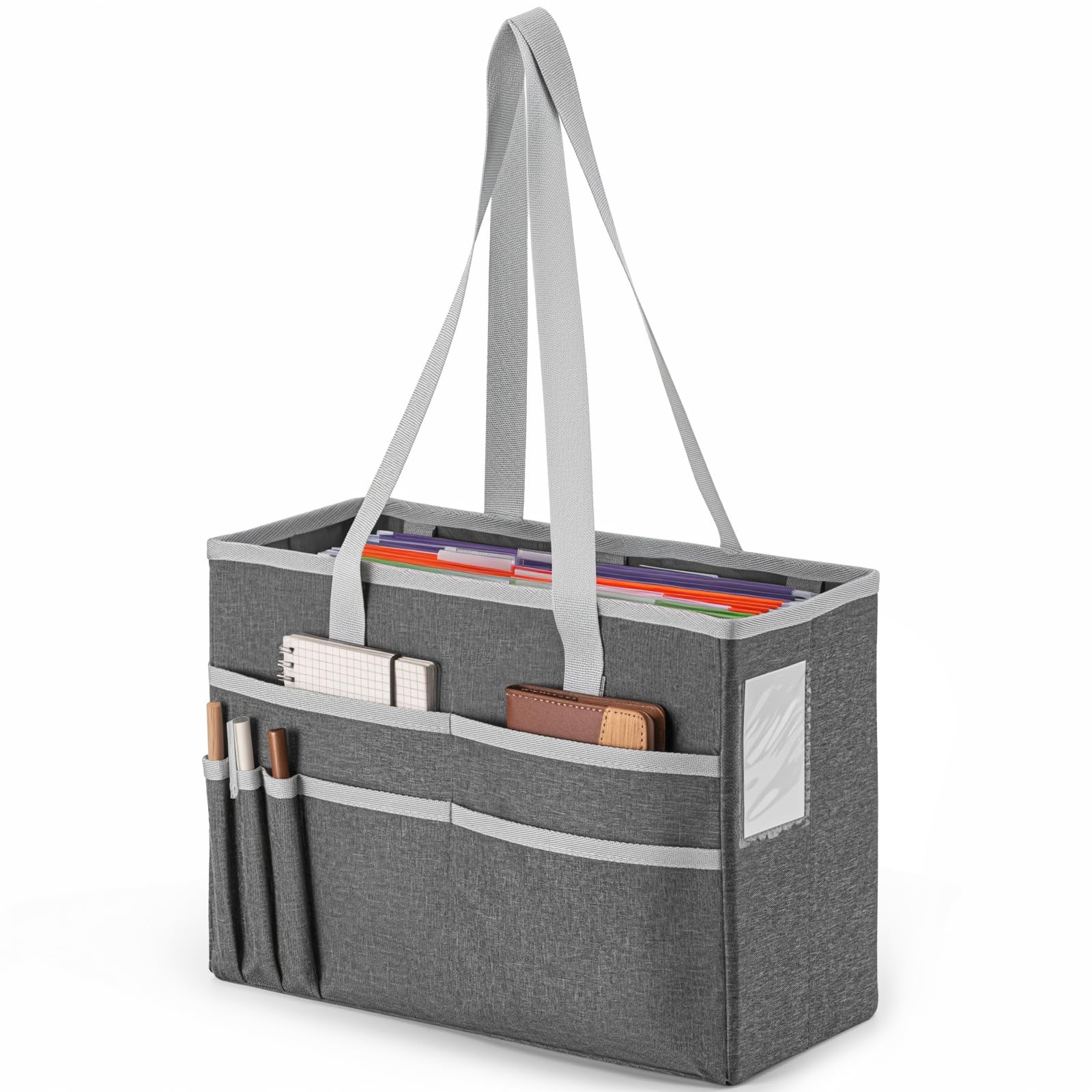 Photo 1 of UNICITII File Organizer Box, Portable Tote Bag Hanging Filing Box Desktop File Folder Document Storage Organizer with Pockets and Handles