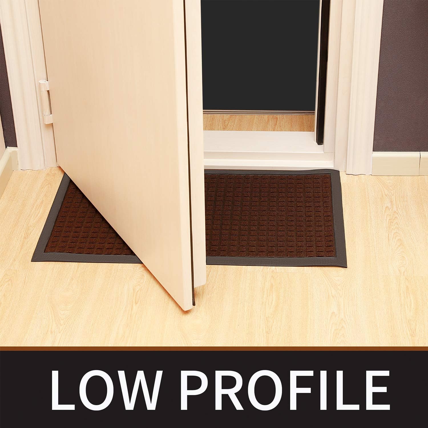 BCLBUSTE Door Mat Entryway Rug,Heavy-Duty Non-Slip Front Door Mat,Low-Profile Dirt-Absorbing Outdoor Doormats,Easy Clean and Waterproof - 29"x17.5",Red Brown: Kitchen & Dining