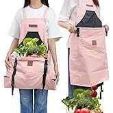 Berry&Bird Harvest Apron, Canvas Gardening Apron with Pockets and Harvesting Pouch Waterproof Harvesting Apron