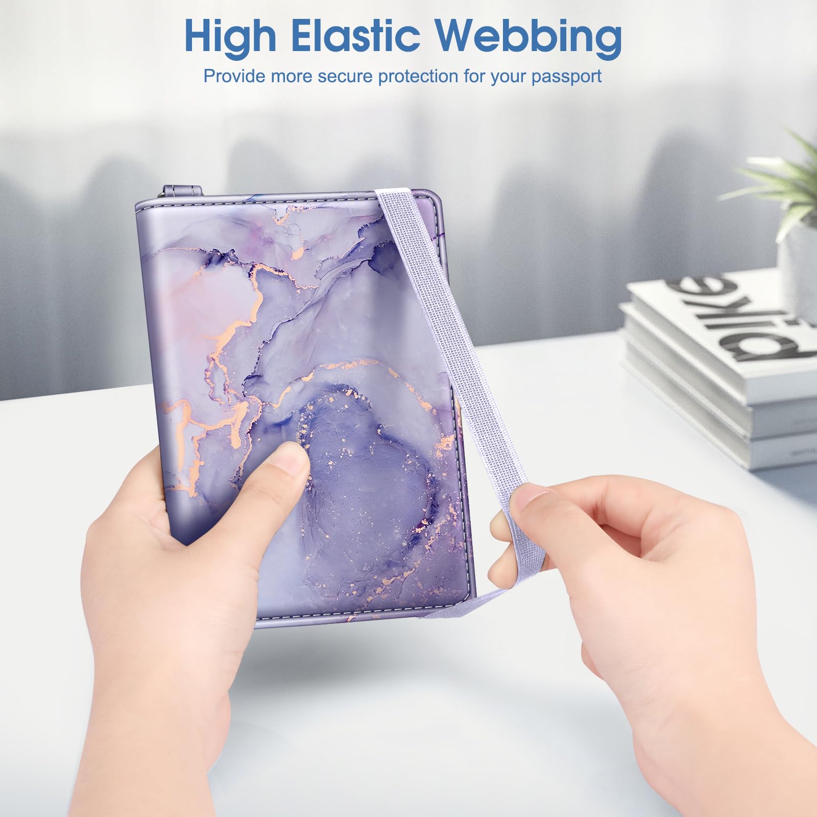 FINTIE Passport Holder with Airtag Holder, Slim Travel Wallet RFID Blocking Passport Cover Protector Essentials with Credit Card Slots for Women/Men