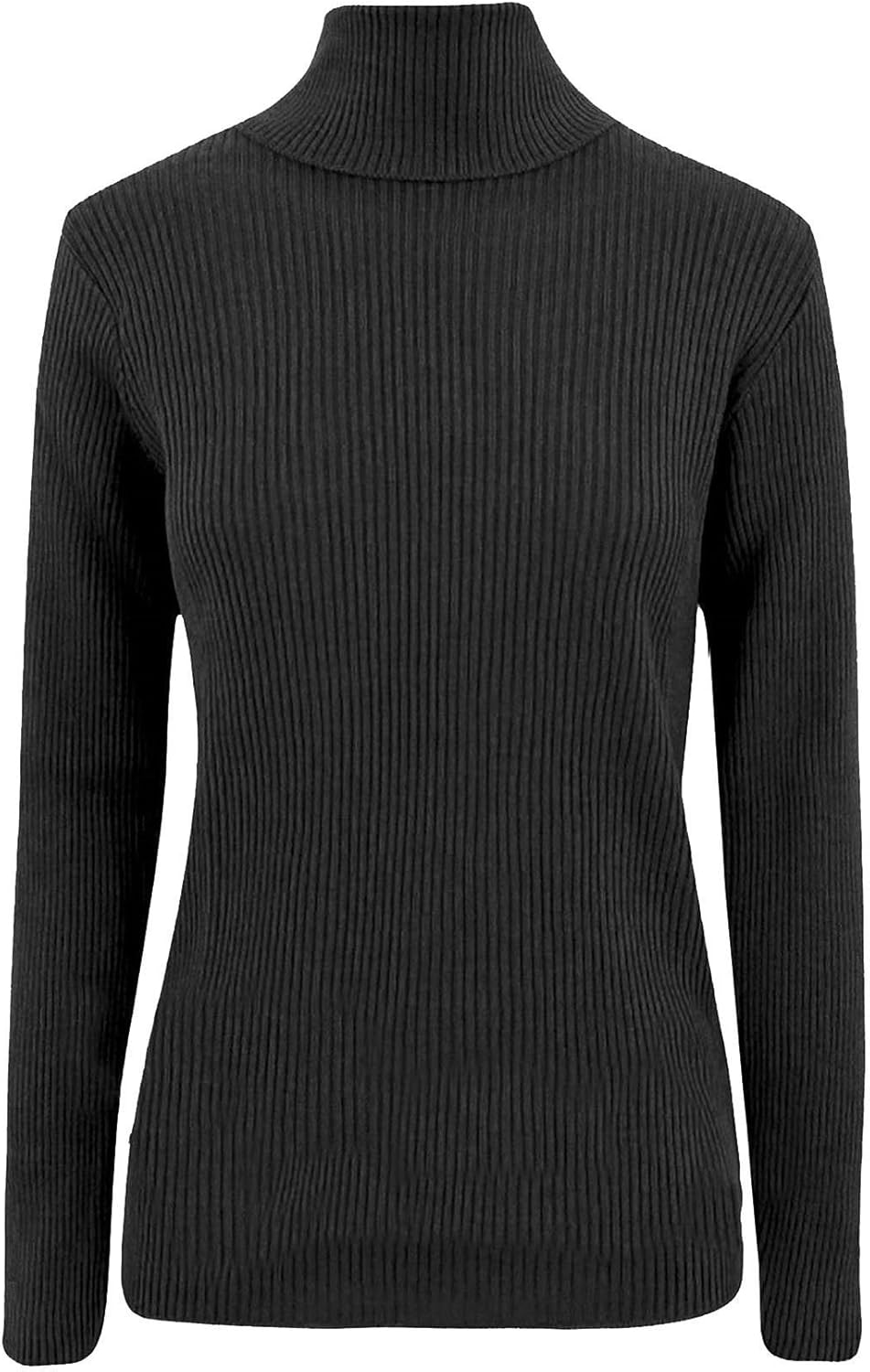 ladies black ribbed polo neck jumper