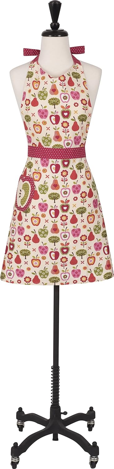 Women's Cotton 'An Apple a Day' Apron with Patch Pocket