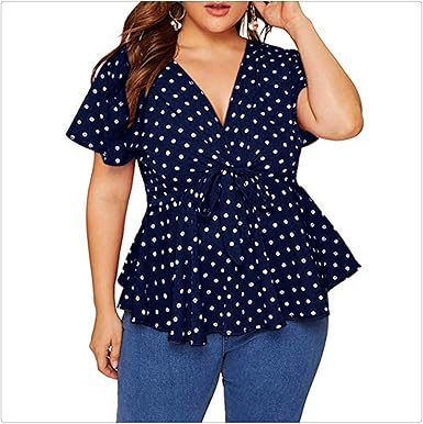 red and white polka dot top plus size