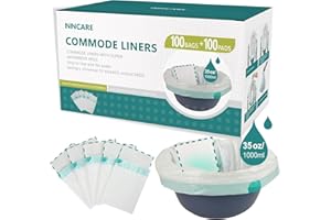 ININCARE Commode Liners with Absorbent Pads，Value Pack 100 Count Universal Fit，Disposable Bedside Commode Liners and Pads for Adult Portable Toilet (100Bags + 100Pads)