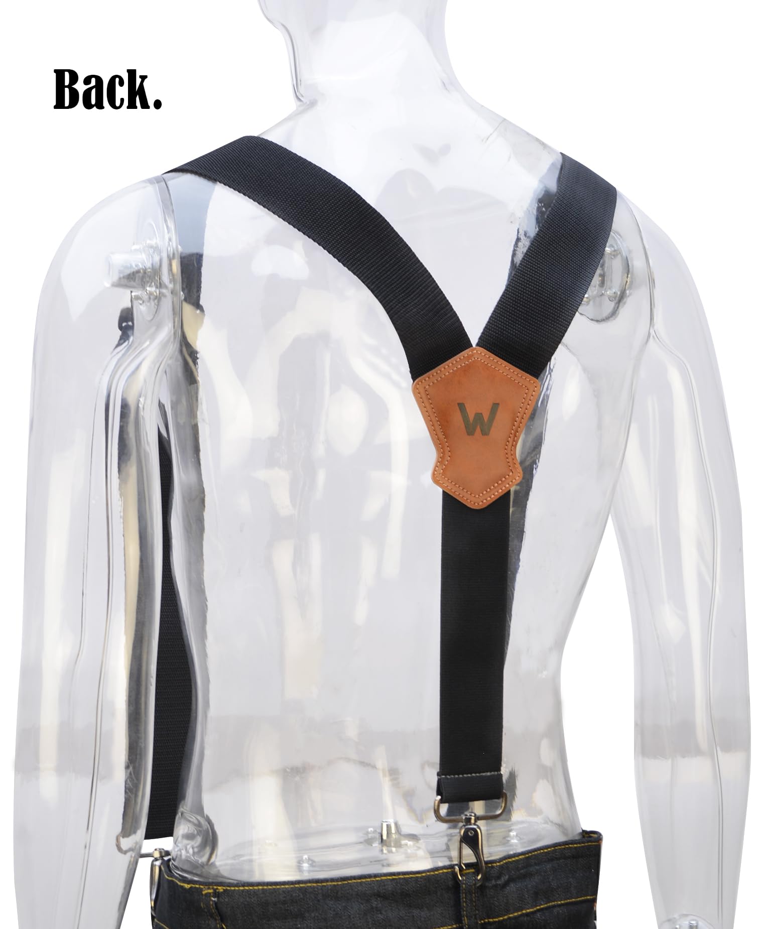 WELKINLAND 2Inch Y-Back Mens Suspenders, Heavy-Duty Suspenders Y Back, Wide Mens Suspender Hooks for Jeans Heavy Duty, Black Men Suspender Pants