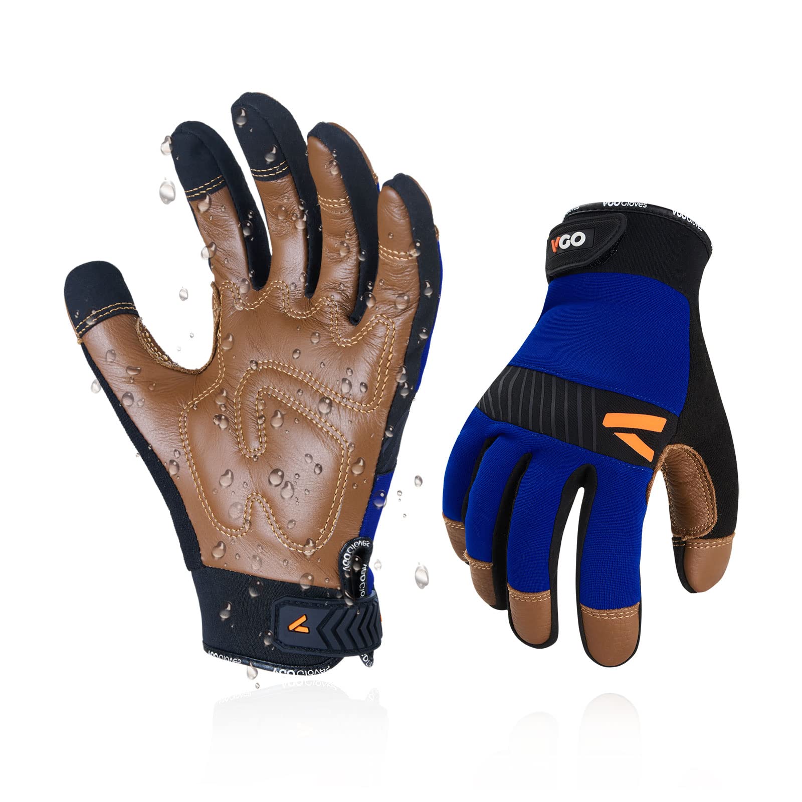 Vgo... 1 Pair Safety Work Gloves,Mechanics Gloves,Anti-Vibration Gloves, Multi-purpose Gloves,Medium Duty(Gray/Orange,CA7723) (XLarge, Blue)