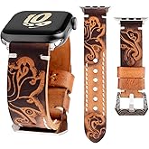 WONJOY Compatible with Apple Watch Band Ultra 2/1 49mm 46mm 45mm 44mm 42mm 41mm 40mm 38mm iWatch Series 10/9/8/7/SE/6/5/4/3/2/1, Retro Leather Handmade Strap for Men Women