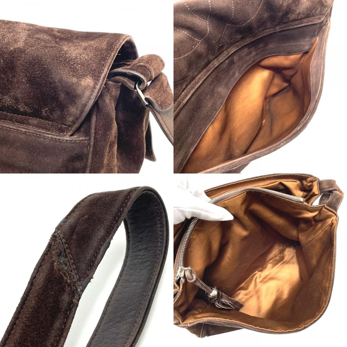 CHANEL Triple Coco CC Coco Mark One Shoulder Messenger Bag Shoulder Bag Suede Women's Used, Braun