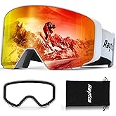RAYTICE OTG Ski Goggles for Men Women, 100% UV400 Protection Snow Goggles, Anti Fog Snowboard Goggles for Snowmobile Skiing