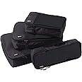Amazon Basics 4 Piece Packing Travel Organizer Cubes Set, Black
