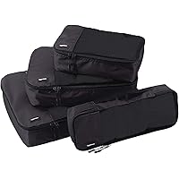Amazon Basics 4 Piece Packing Travel Organizer Cubes Set, Black