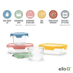 Ello Color Lock 8PC Mixed Glass Food Storage