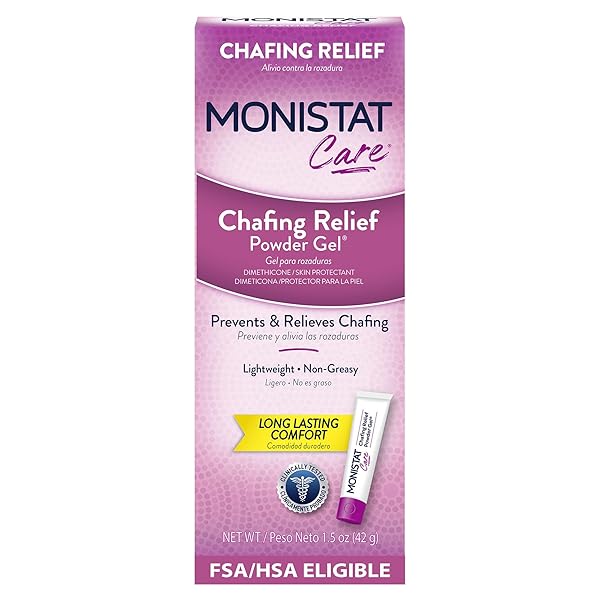 MONISTAT CHAFING RELIEF POWDER GEL, LONG-LASTING ANTI-CHAFING PROTECTION FOR BIKINI AREA, THIGHS AND BRA LINES, 1.5 OZ