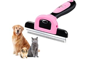 RUCHER Pet Deshedding Grooming Brush for Dogs and Cats. Suitable for Short & Long Hair, Reduce Shedding by 95%, Reliable, Easy to Use and Best Value Pet Deshedding Tool. (Pink)