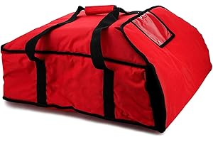 DEAYOU Large Pizza Bag, Insulated Pizza and Food Delivery Bag, Professional Thermal Pizza Warmer Bag, Hot Pizza Carriers for Transport, Moisture Free, Heavy Duty, 22" x 22" x 8", Red