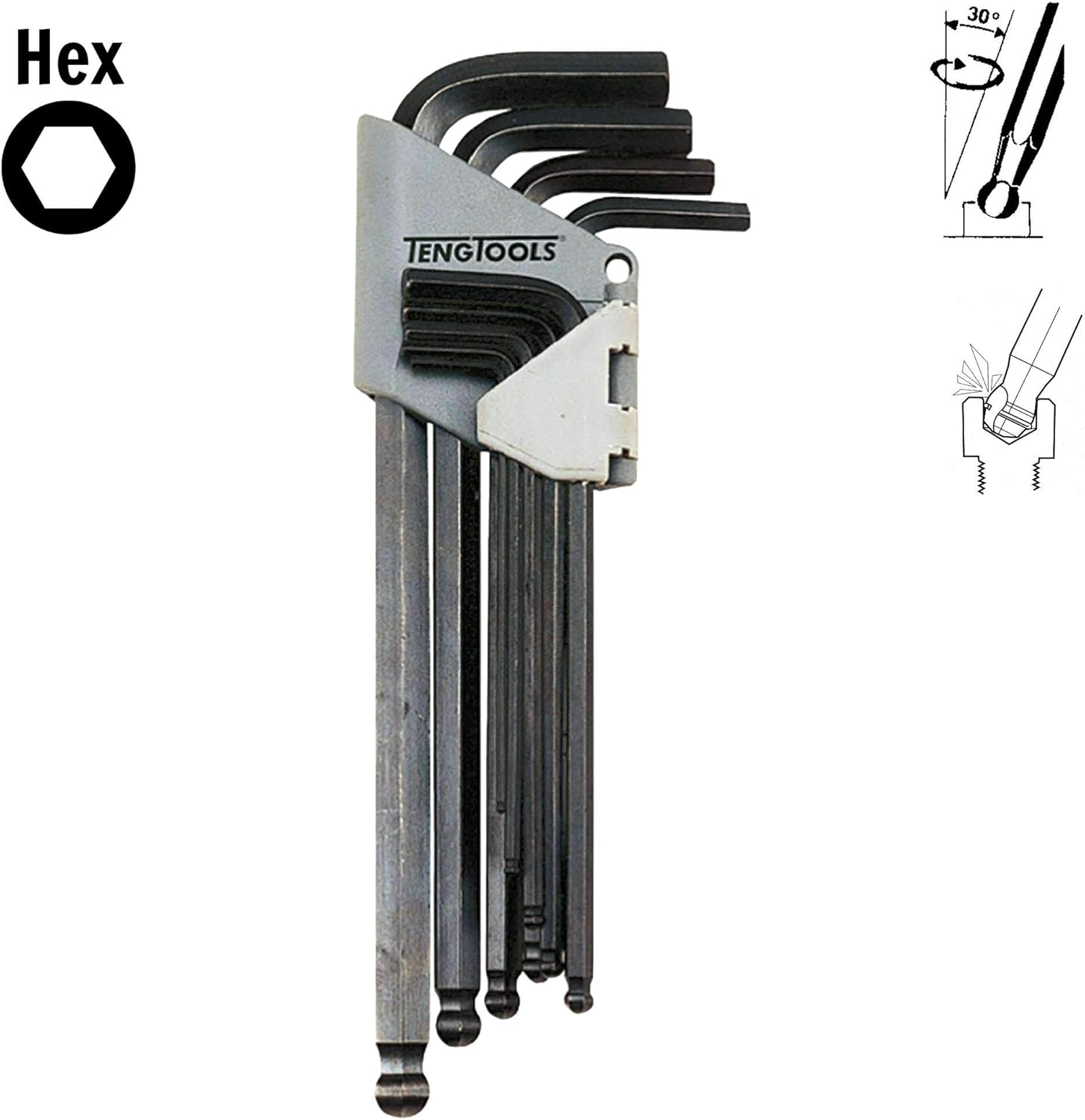 Teng 1479AF 9 Imperial 5/ 64-3/ 8-inch Ball-Point Hex Key Set, Black,chrome - Image 3