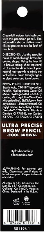 e.l.f. Ultra Precise Brow Pencil Cool Brown 1 Count Micro-Slim Tip view 2