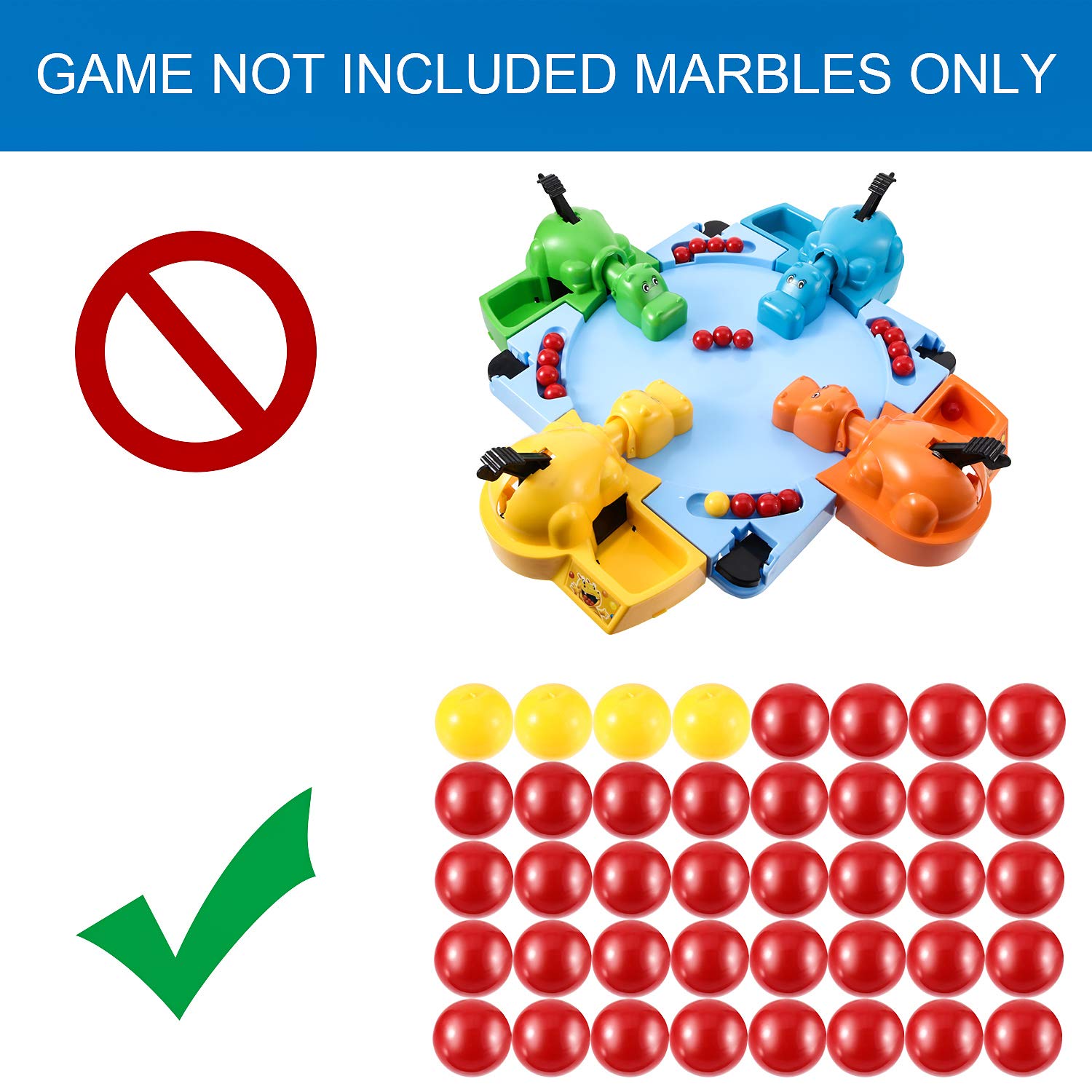 Gejoy 42 Pieces Game Replacement Marbles 2 Sets Game Replacement Balls Compatible with Hungry Hungry Hippos, 38 Red and 4 Yellow