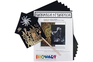 INOVART Scratch Paper, 5 Sheets Gold and 5 Sheets Silver Foil, 8-1/2" x 11"