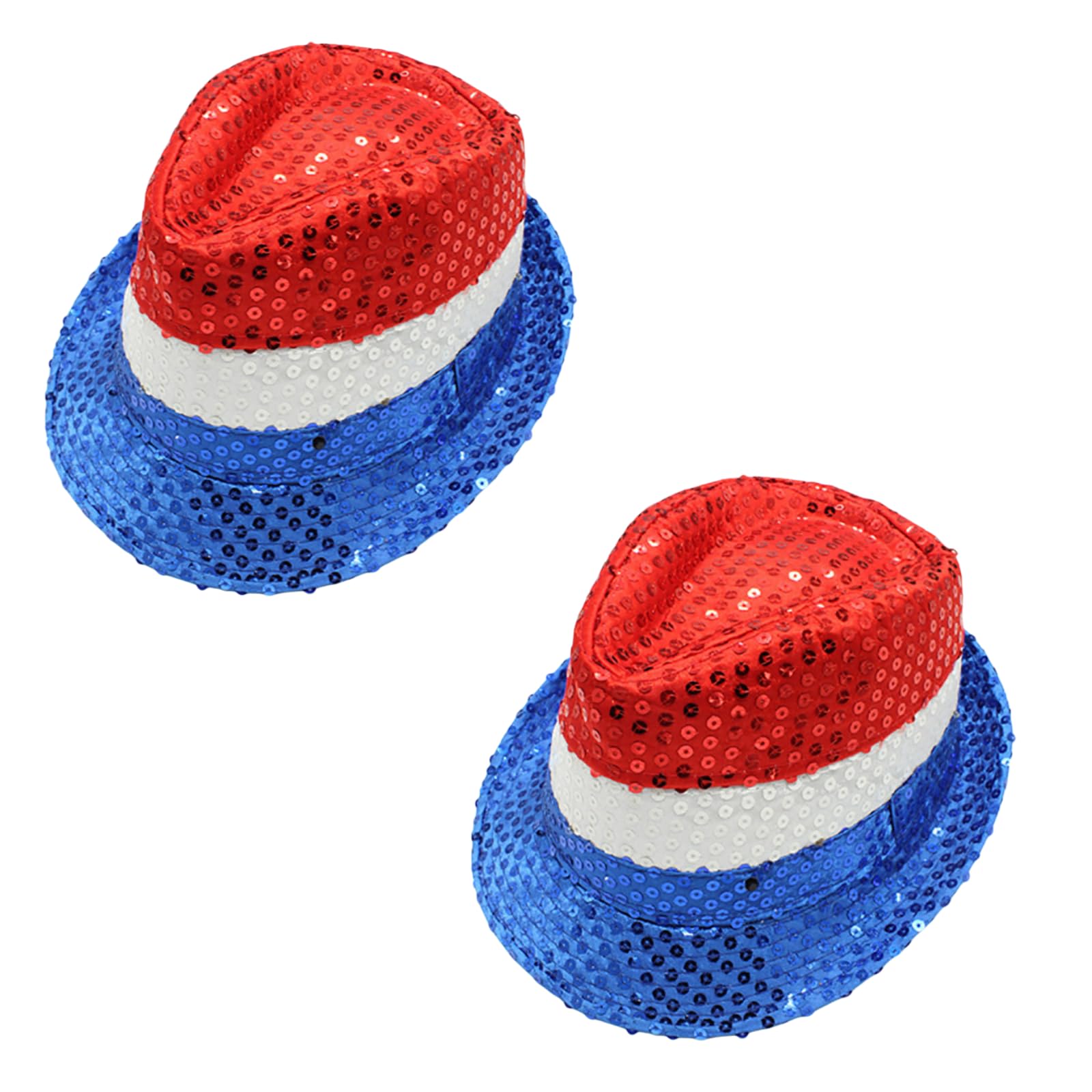JIAHG 2PCS Sparkly Sequin Fedora Trilby Hat Vintage 80s Disco Ball Dance Jazz Hat Funky Panama Hat Shiny Mardi Gras Carnival Hats Halloween Costume Cosplay Headwear for Kids Men Women