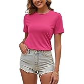 Eonvogueous Womens T Shirts Short Sleeve Crew Neck Shirts Basic Tee Tops Blouse Summer Casual Tee Tops S-XXL