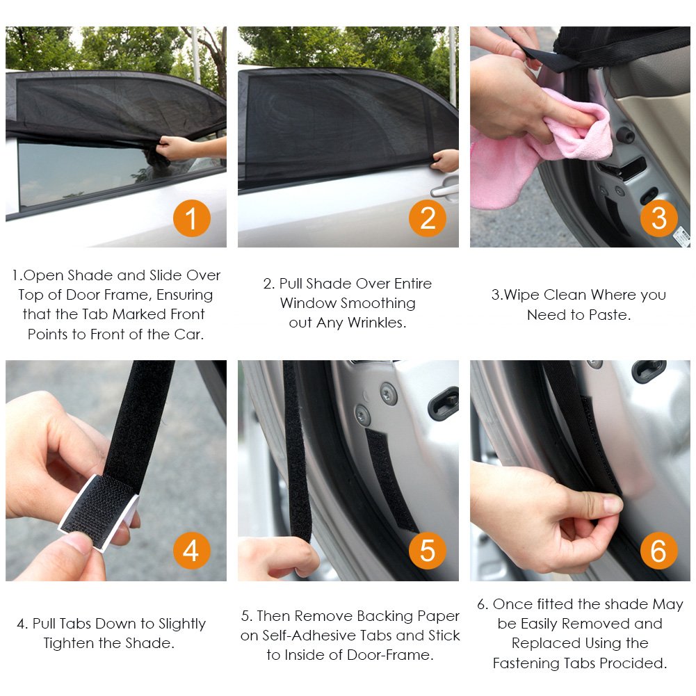 Alintor 2 Pack Car Window Shades, UV Protection for Kids Baby Adults Pets, Portable Car Sun Shades, 40\