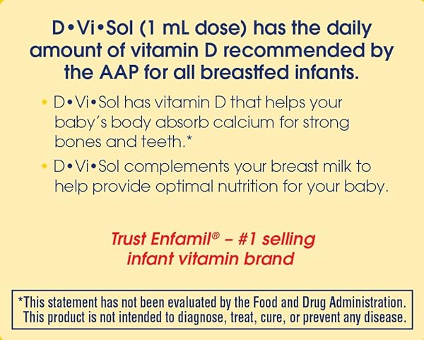 ENFAMIL BABY VITAMIN D-VI-SOL LIQUID SUPPLEMENT DROPS FOR INFANTS, SUPPORTING STRONG TEETH & BONES IN NEWBORN BABIES, EASY-TO-USE, GLUTEN-FREE, 50 DAY SUPPLY, DROPPER BOTTLE