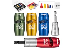 INKHUT Wire Stripper Tool for Drill, AWG 14-12-10-8 Gauge Wire Stripper and Wire Twister Tool, Portable Wire Stripper with 97 Wire Caps, 105PCS Electrical Wire Stripper Set Professional (TwistingTool-new)