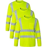 wantdo Hi Vis Shirts for Men Reflective Safety Shirts Construction Work T Shirts