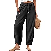 Bsubseach Wide Leg Pants Woman Elastic Waist Drawstring Palazzo Harem Pants Sweatpants with Pockets