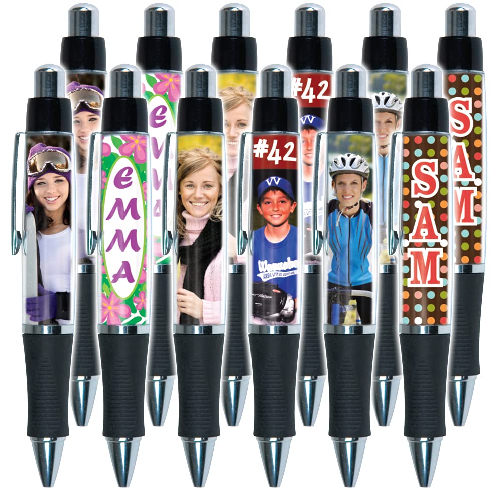 PixPen - DIY Photo Pen – Create Your Own Personalized Pen - Insert 2.5” x 1.75” Wallet Photo or Create and Print Inserts Online – 12 Pack