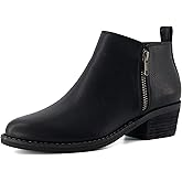 CUSHIONAIRE Taco Women&rsquo;s Ankle Bootie &ndash; Low Heel Ankle Boots for Women with Memory Foam Comfort, Side Zipper, and Wide Widths Available