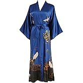 Ledamon Women's 100% Silk Kimono Long Robe - Classic Colors and Prints