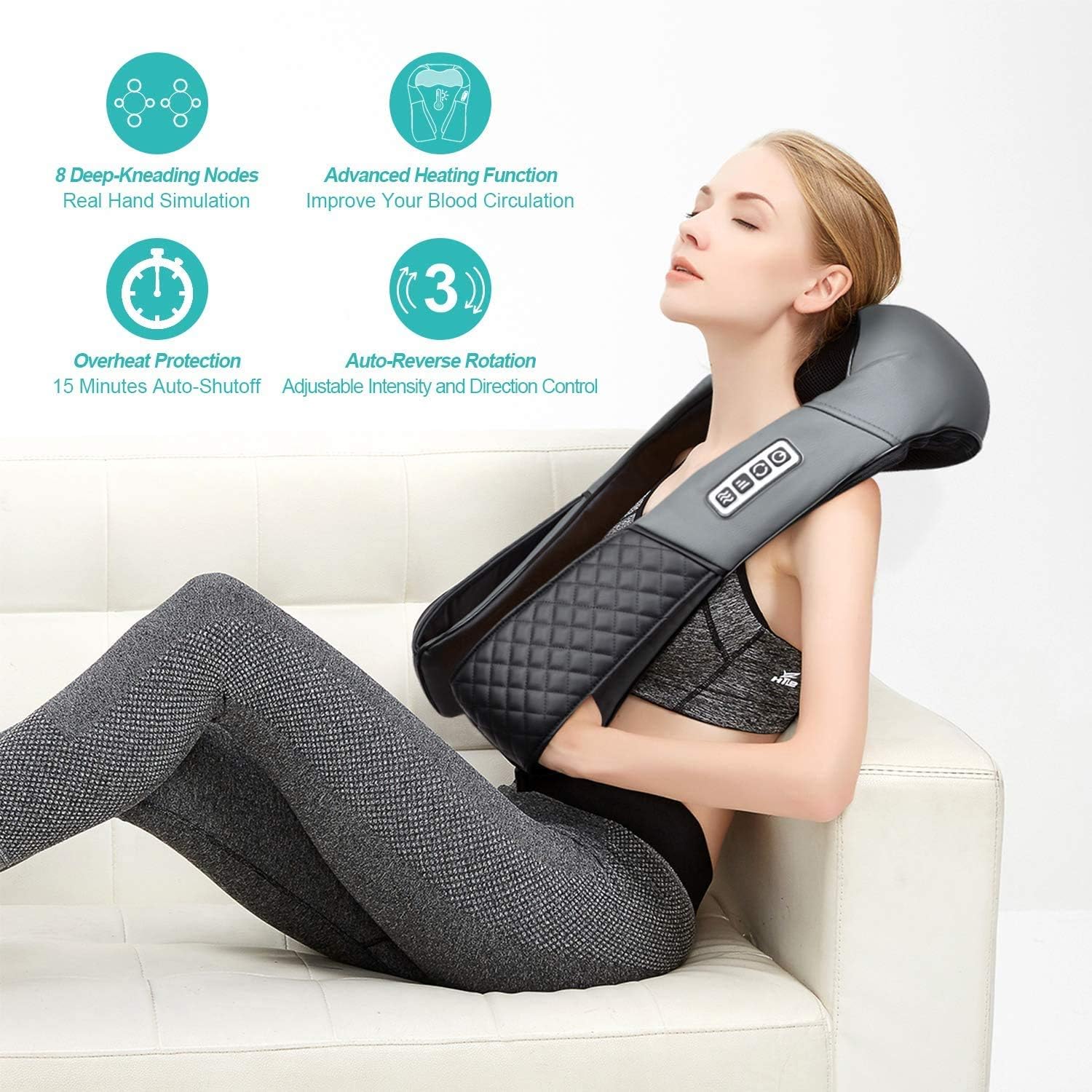 Medcursor Neck Shoulder Massager with Heat, Electric Shiatsu Back Massage Device, Portable Deep Tissue 3D Kneading Pillow for Muscle Pain Relief, Home, Office, Car Use - Ideal Gifts: Health & Personal Care