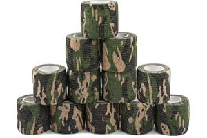 Yoo & Main 12 Roll Camouflage Tape Self Adherent Cohesive Bandage Wrap Rifle Shotgun Camo Wrap Tape Military Camo Stretch Form Bandage
