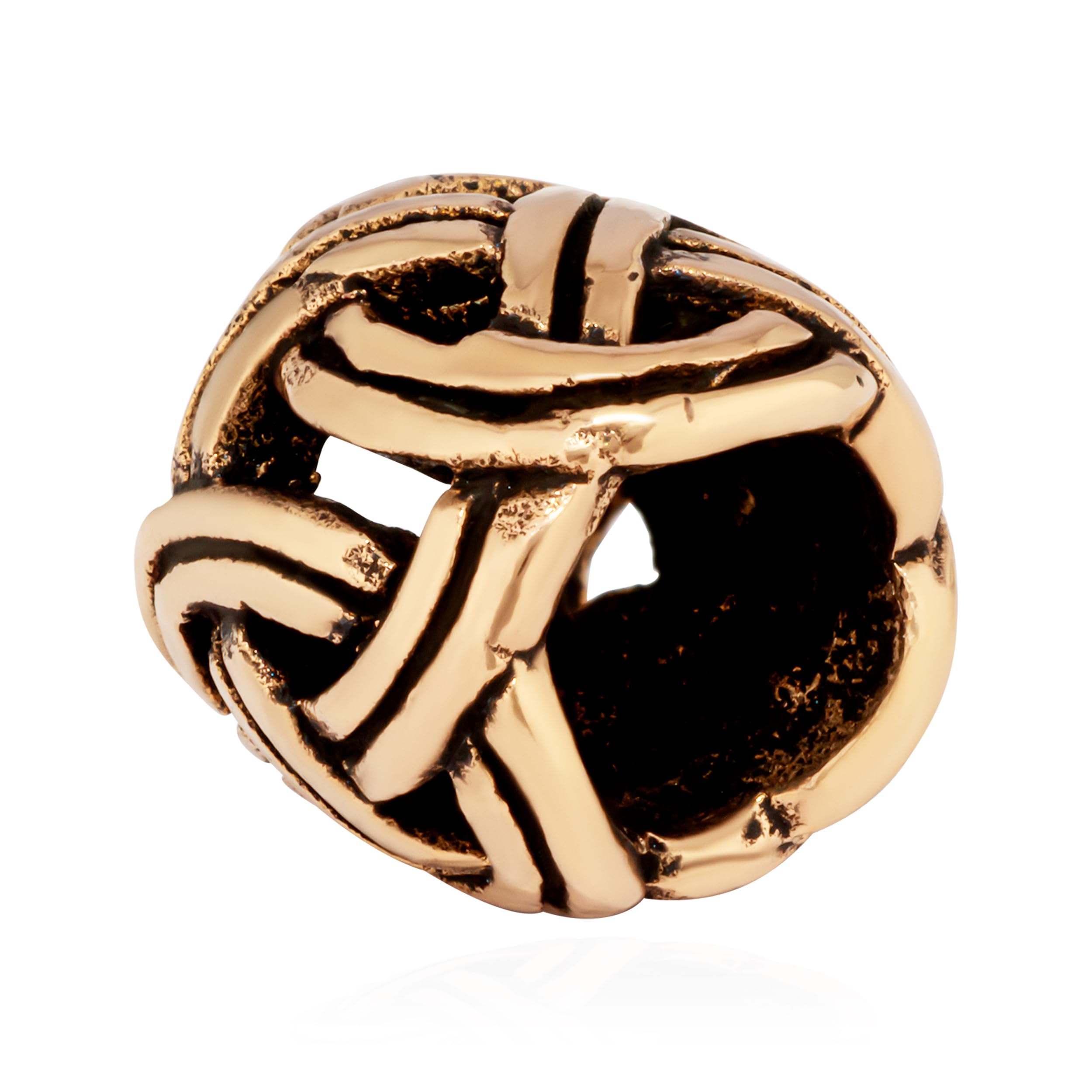 NKlaus SET 2x hair beard bead NÂMÉSTÉ knot pattern bronze curly bead 40542