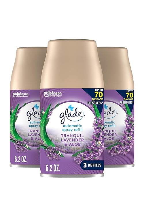 Glade Automatic Spray Refill, Air Freshener for Home and Bathroom, Tranquil Lavender & Aloe, 6.2 Oz, 3 Count