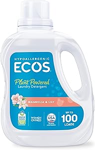 ECOS Laundry Detergent Liquid, 100 Loads - Dermatologist Tested Laundry Soap - Hypoallergenic, EPA Safer Choice Certified, Pl