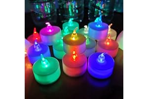 LANKER 24 Pack LED Tea Lights Candles, 7 Color Changing Flameless Tealights, Long Lasting Battery Operated Fake Candles, Decoration for Wedding, Halloween and Christmas (Multi-Color -24pcs)