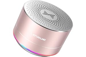 LENRUE A2 Portable Wireless Bluetooth Speaker with Lights and Lanyard,5W Mini Small Metal Speakers Bluetooth 5.0/Aux-in for iPhone Android Home Outdoor, Gifts for Women/Girls